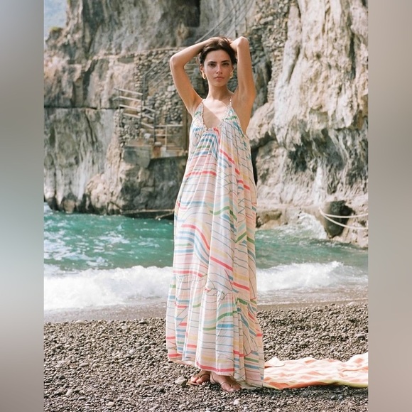 Elan Dresses & Skirts - NWT Elan Santa Barbara Flowy Multicolor Striped Maxi Dress size large